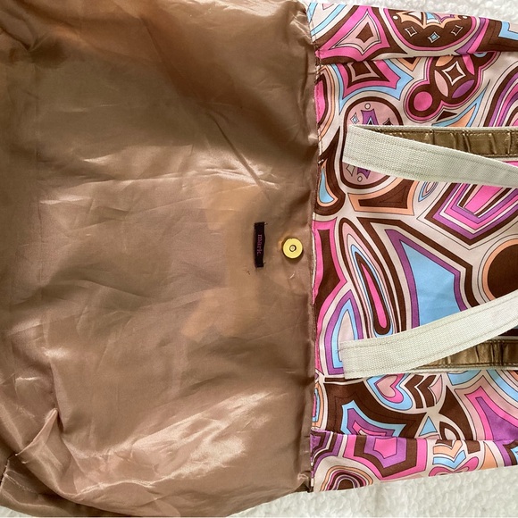 Retro colorful Avon purse, multicolored tote with bronze handles - Picture 4 of 9